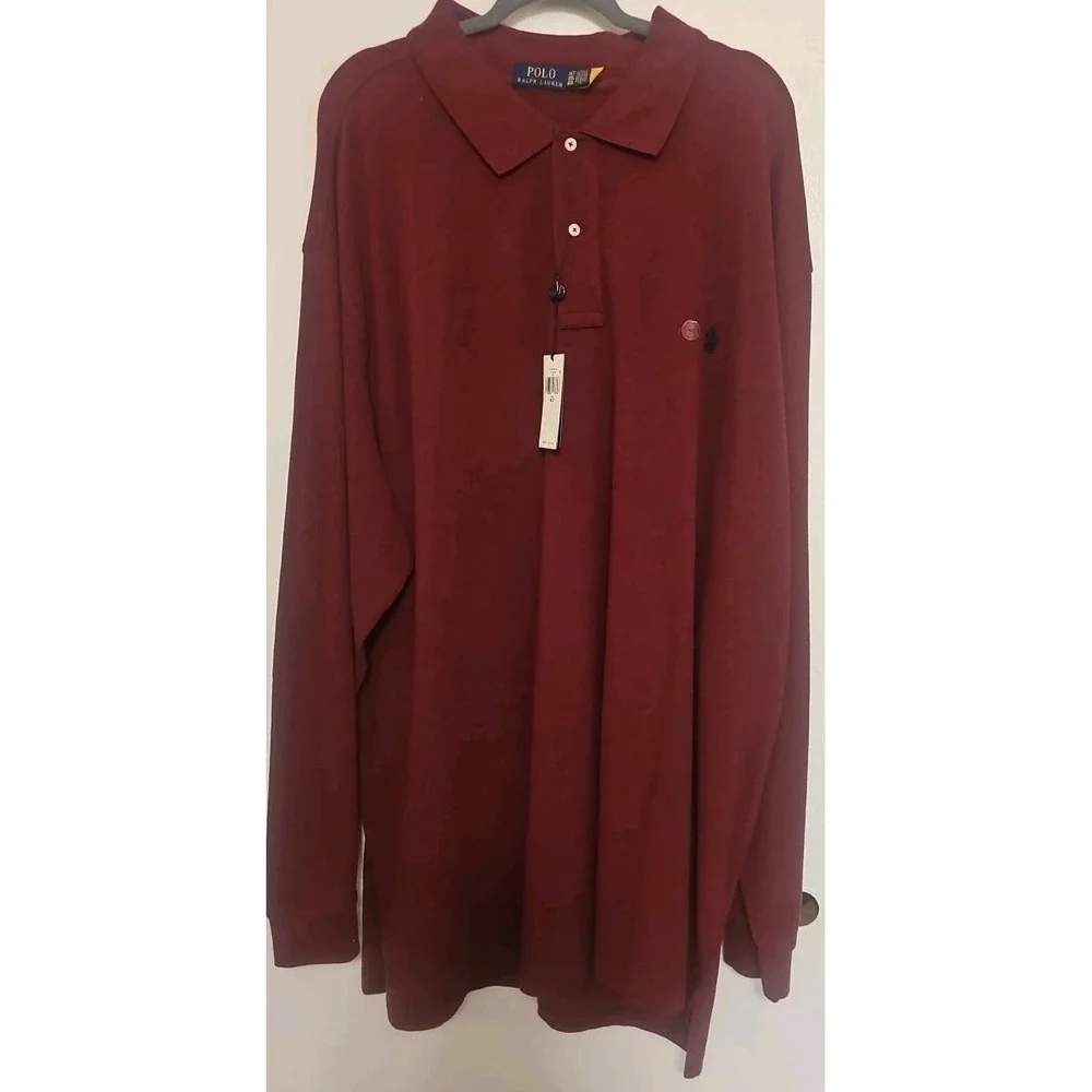 POLO RALPH LAUREN Men's 4LT Red LONG SLEEVE Casual Polo Shirt NWT